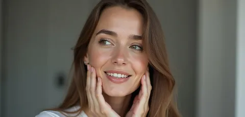 Smiling woman after buccal fat removal in Turkey, showing enhanced cheek contour and slimmer facial profile